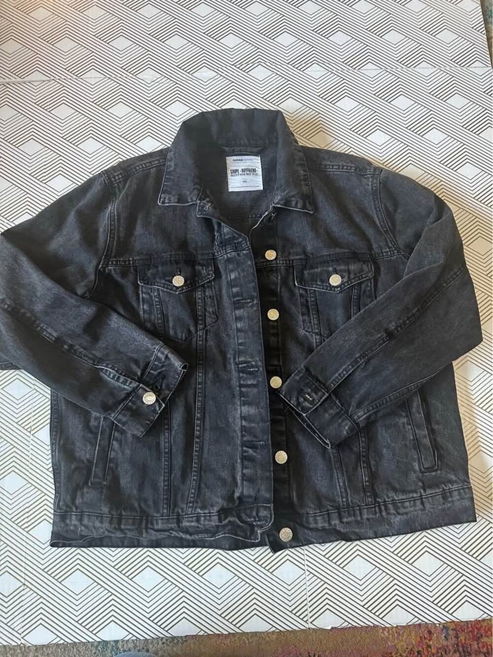 Garage black denim boyfriend fit jacket size large